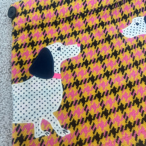 Mini Boden Yellow and Pink Houndstooth Skirt with Dog Design - Picture 2 of 5